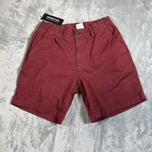 Bear Bottom Shorts Mens Small Red Chino Stretch Preppy 7" Inseam Pull On